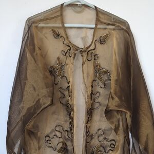 Embellished Sheer Gold Overlay Top